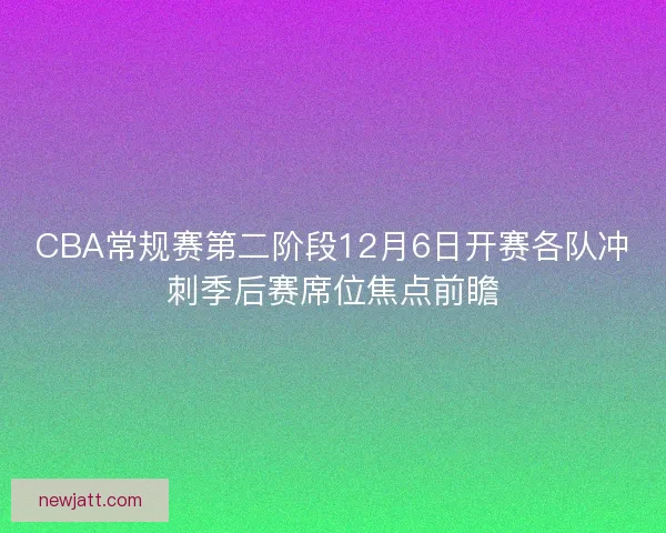 CBA常规赛第二阶段12月6日开赛各队冲刺季后赛席位焦点前瞻